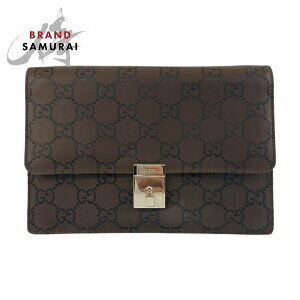 GUCCI GG brown nylon clutch bag